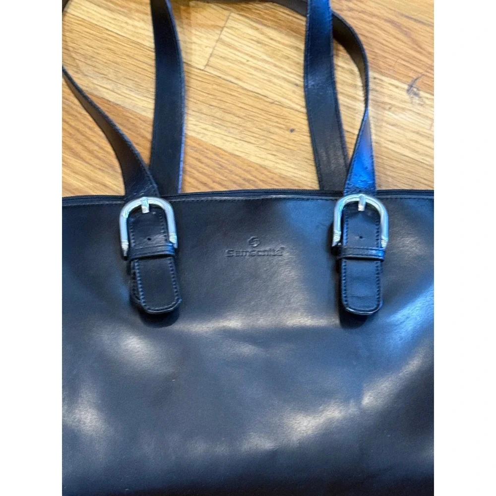 Samsonite Black Faux Leather Laptop Tote Bag Business Briefcase 922765